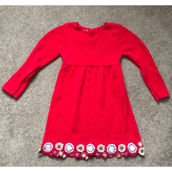 🎉HP🎉GIRLS LIZ CLAIBORNE Red Dress w/Embroidery - Picture 1 of 5